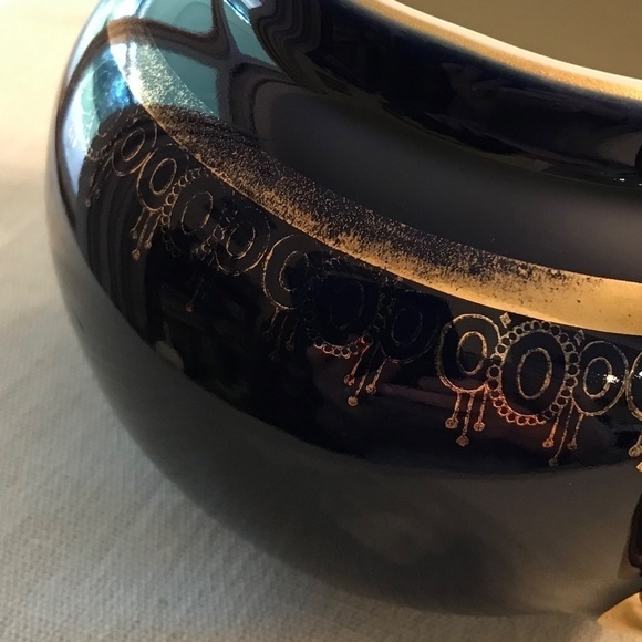 Vintage Hall Fireproof China Boston Shape Cobalt and Gold Teapot - Picture 9 of 11